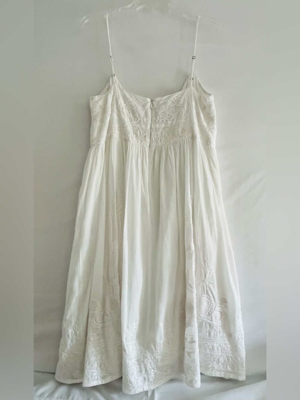Juliet Dunn London White Embroidered Cotton Midi Sundress Resortwear US M Medium - Picture 7 of 7
